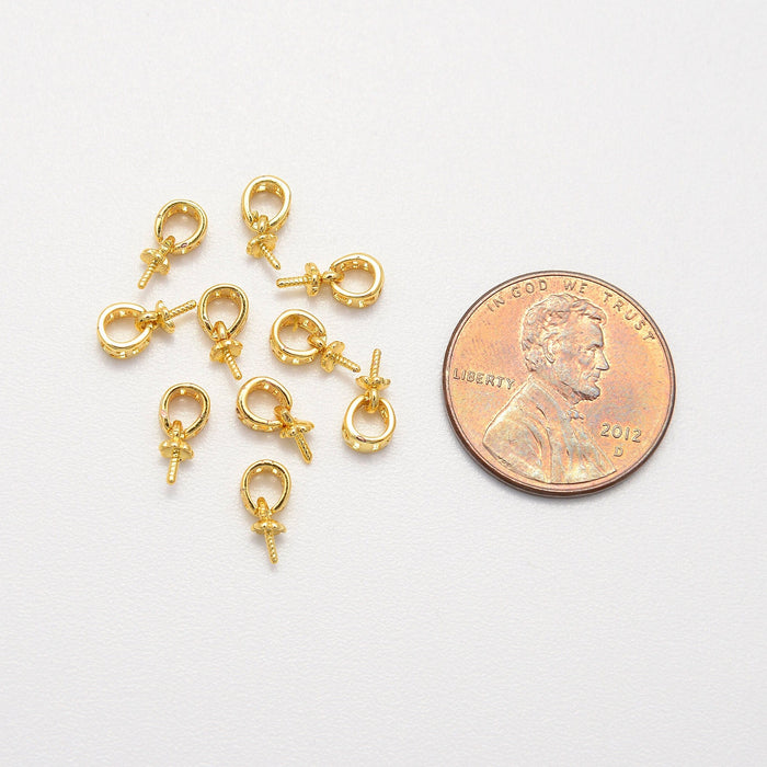 Gold Peg Bail Bead Cap Secure Screw Eye Pin, Spacer Beads, Rondelle Bead Accents, Bead Accessories Jewelry Making DIY Bracelets Necklaces