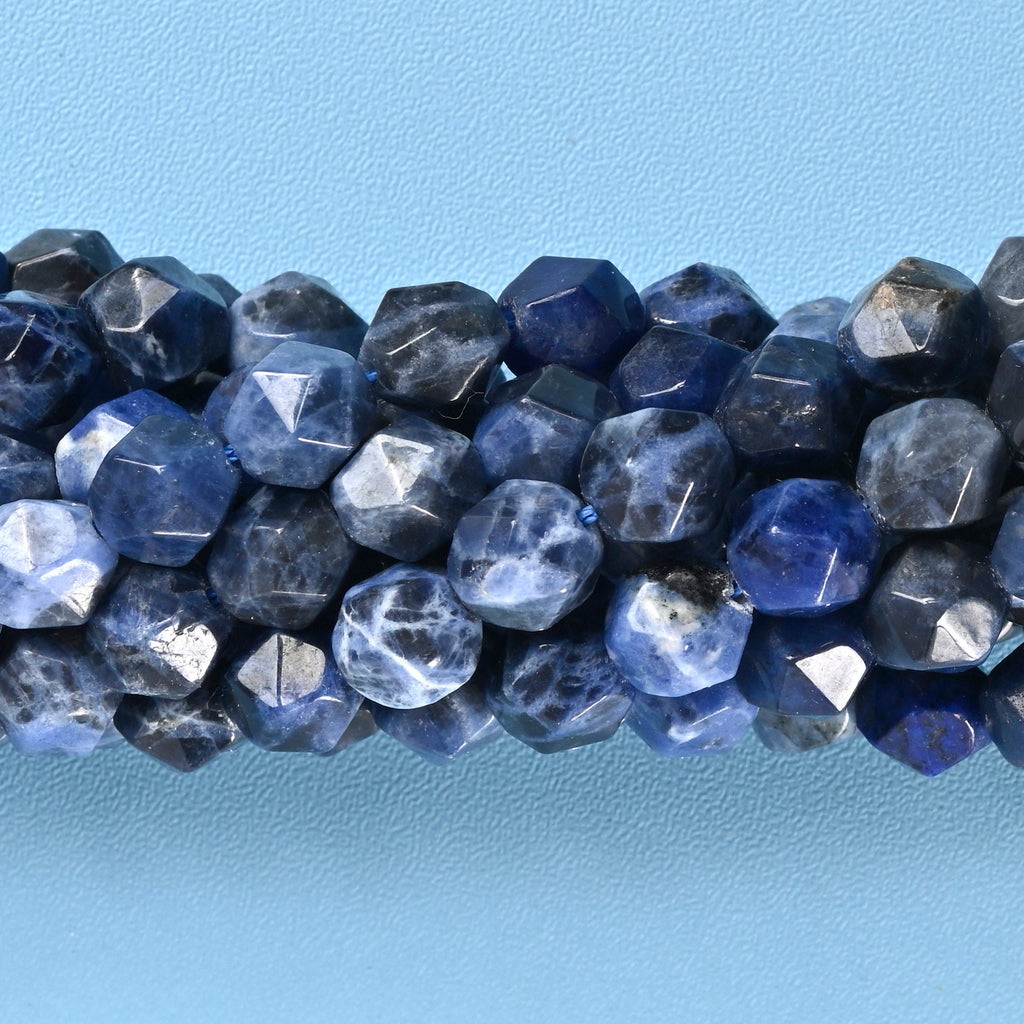 Sodalite Star Cut Faceted Loose Beads 8mm - 15" Strand