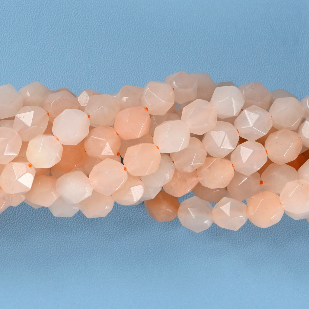 Pink Aventurine Star Cut Faceted Loose Beads 8mm - 15" Strand