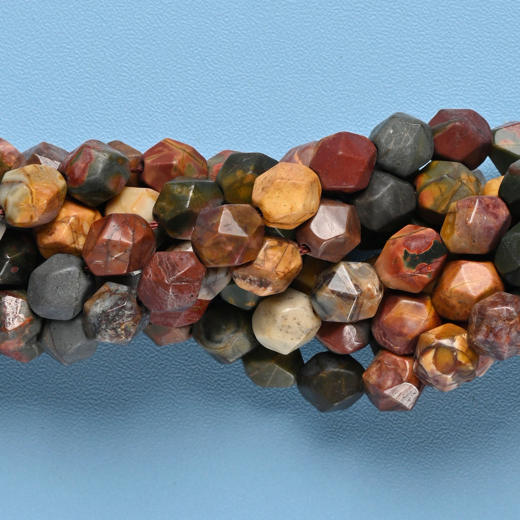 Red Creek Jasper / Cherry Creek Jasper Star Cut Faceted Loose Beads 8mm - 15" Strand