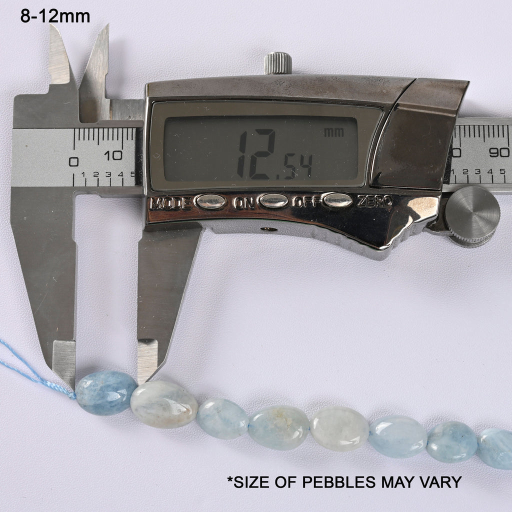 Aquamarine Smooth Pebble Nugget Loose Beads 6-8mm, 8-12mm - 15" Strand