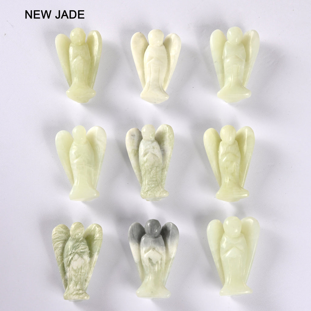 Angel Crystal Carved Gemstone Figurine 2 inch, New Jade, Sodalite, White Labradorite, Red Jasper, Llanite Que Sera, Clear Quartz