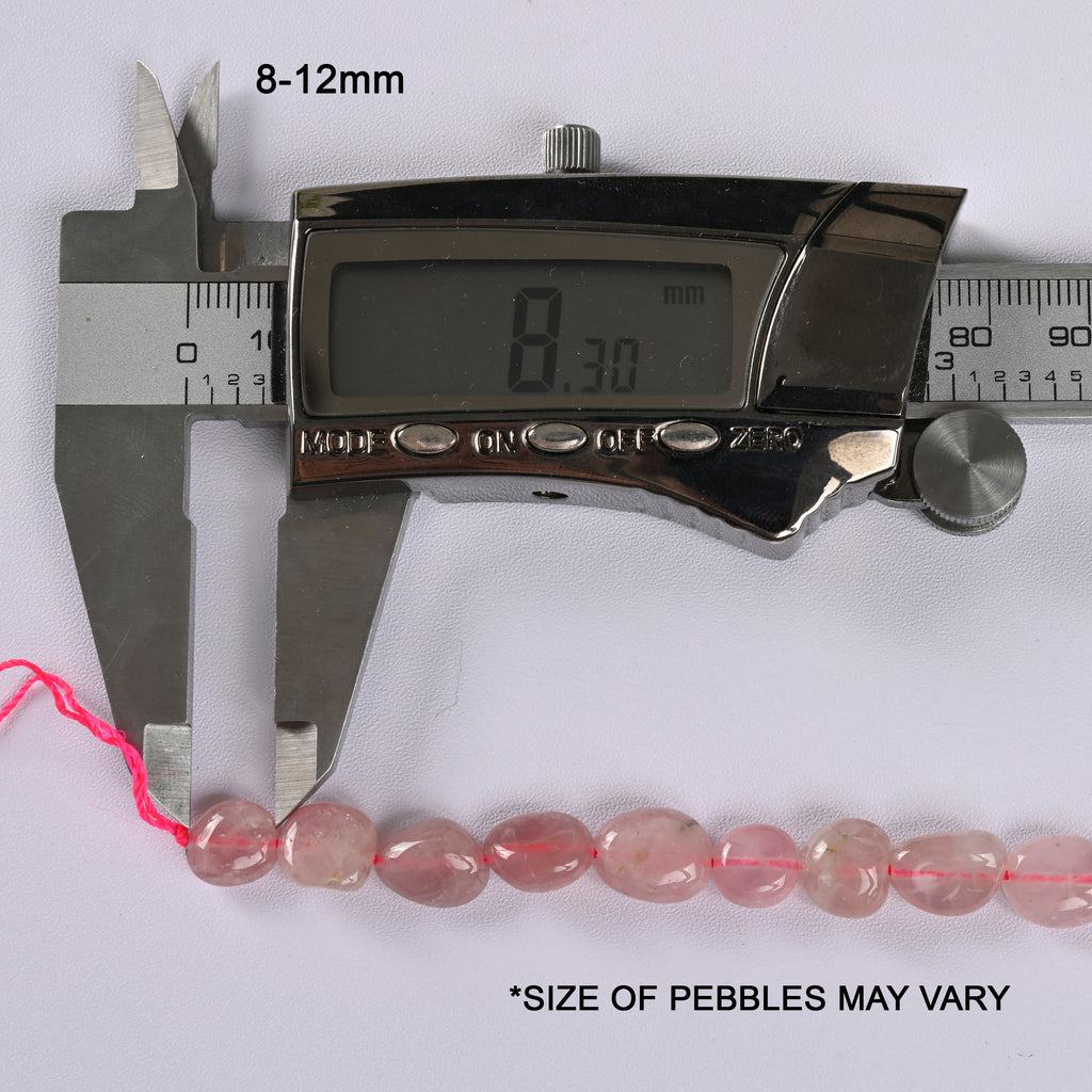 Madagascar Rose Quartz Smooth Pebble Nugget Loose Beads 8-12mm - 15" Strand