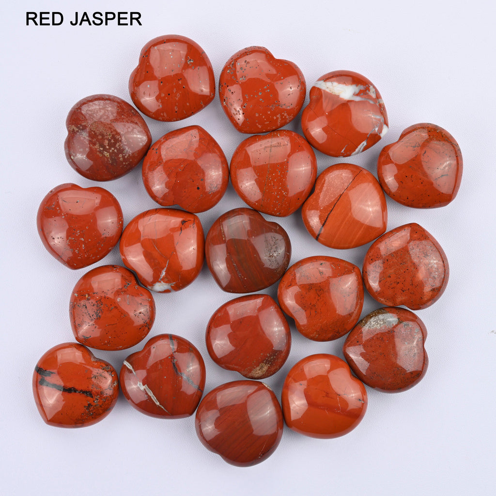 Heart Crystal Carved Gemstone Figurine 30mm, Red Jasper, Rose Quartz, Sodalite, Breciated Jasper, Opalite, Red Tiger Eye, Zhanguo Red Agate