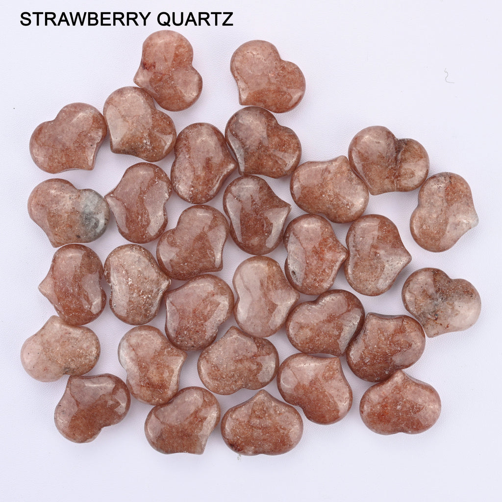 Bow Shaped Heart Crystal Carved Gemstone Figurine Lepidolite, Lapis, Red Jasper, Opalite, Dalmatian Jasper, Strawberry Quartz, Cherry Quartz