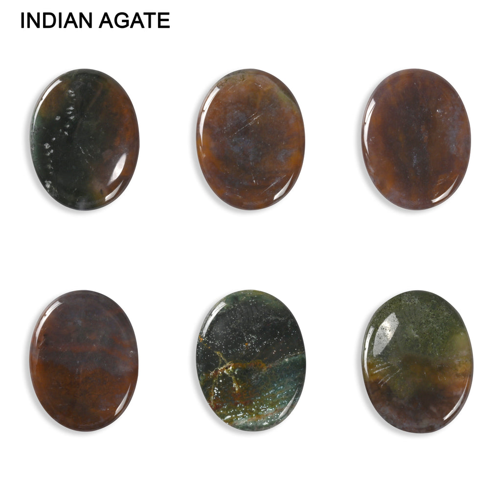 Oval Worry Stone Gemstone Healing Crystal Palm Stone, Black Obsidian, Clear Quartz, Dragon Blood, Howlite, Indian Agate, Lapis, Rose Quartz