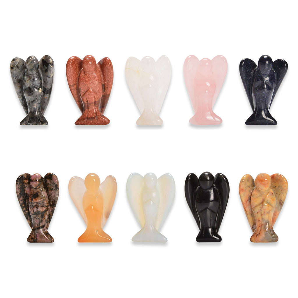 Angel Gemstones Crystal Carving Figurines 1.5 inches, Angel Healing Crystals, Natural Stone Hand Carved Angel Shaped