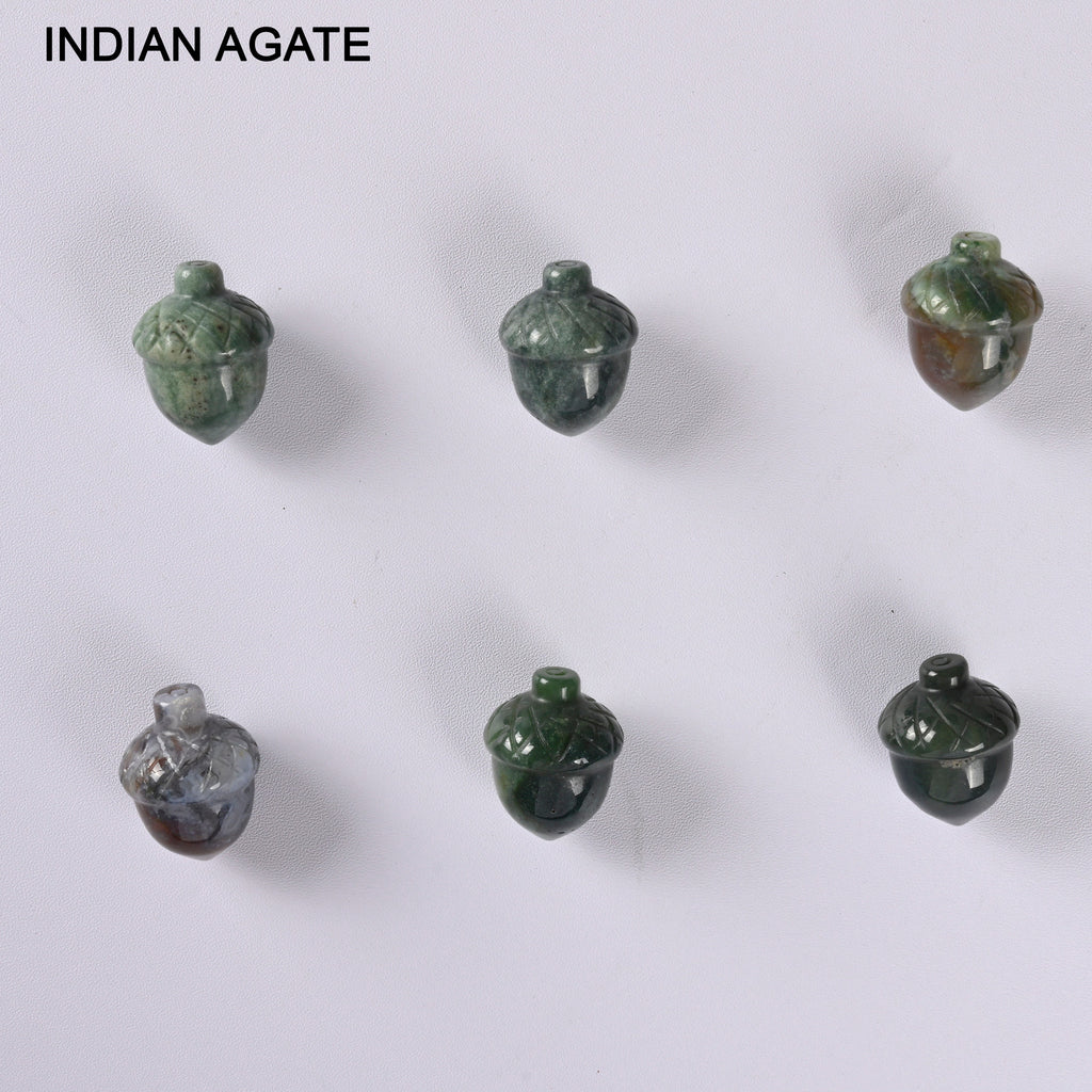 Acorn Crystal Carved Gemstone Figurine 1 inch, African Blood, Obsidian, Crazy Agate, Dragon Blood, Indian, Lepidolite, Tiger Eye, Sodalite