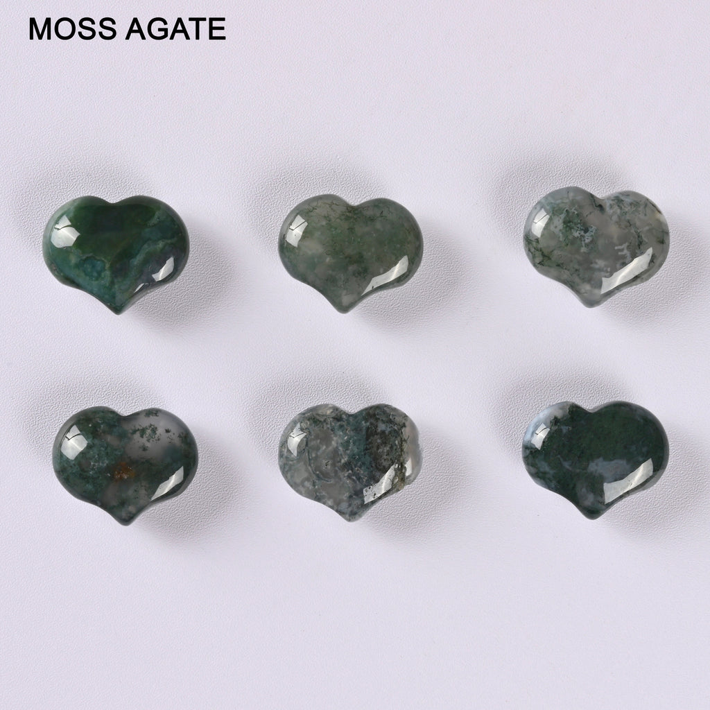 Bow Shaped Heart Crystal Carved Gemstone Figurine, Sandstone, Sodalite, Fluorite, Amazonite, Moss Agate, Rhodonite, Amethyst, Rose Quartz