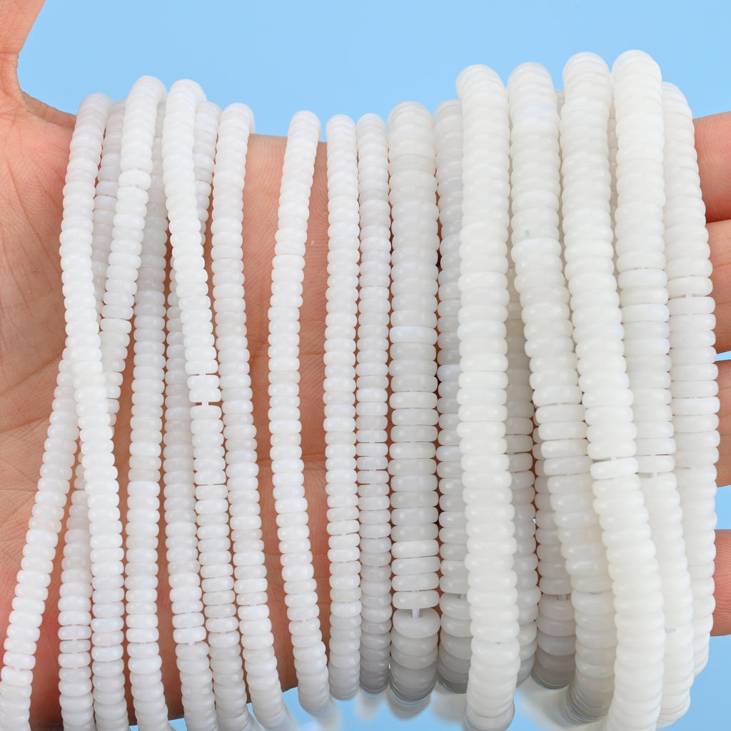 2x4mm, 2x6mm White Heishi Beads, Heishi Rondelle Spacer Beads, Disc Rondelle, Bead Accessories Jewelry Making DIY Bracelets Necklaces