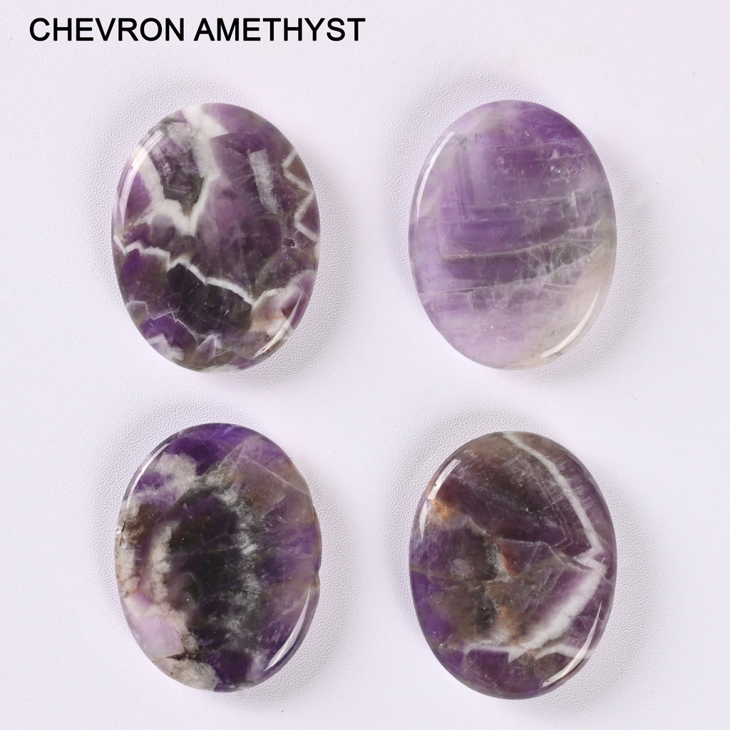 Oval Worry Stone Gemstone Healing Crystal Palm Stone Anti-Anxiety Rubbing Stone, Crazy Agate, Gold Sandstone, Chevron Amethyst, Tiger Eye