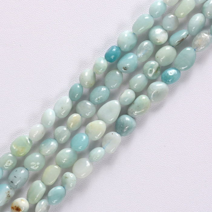 Grade A Amazonite Smooth Pebble Nugget Loose Beads 6-8mm - 15.5" Strand