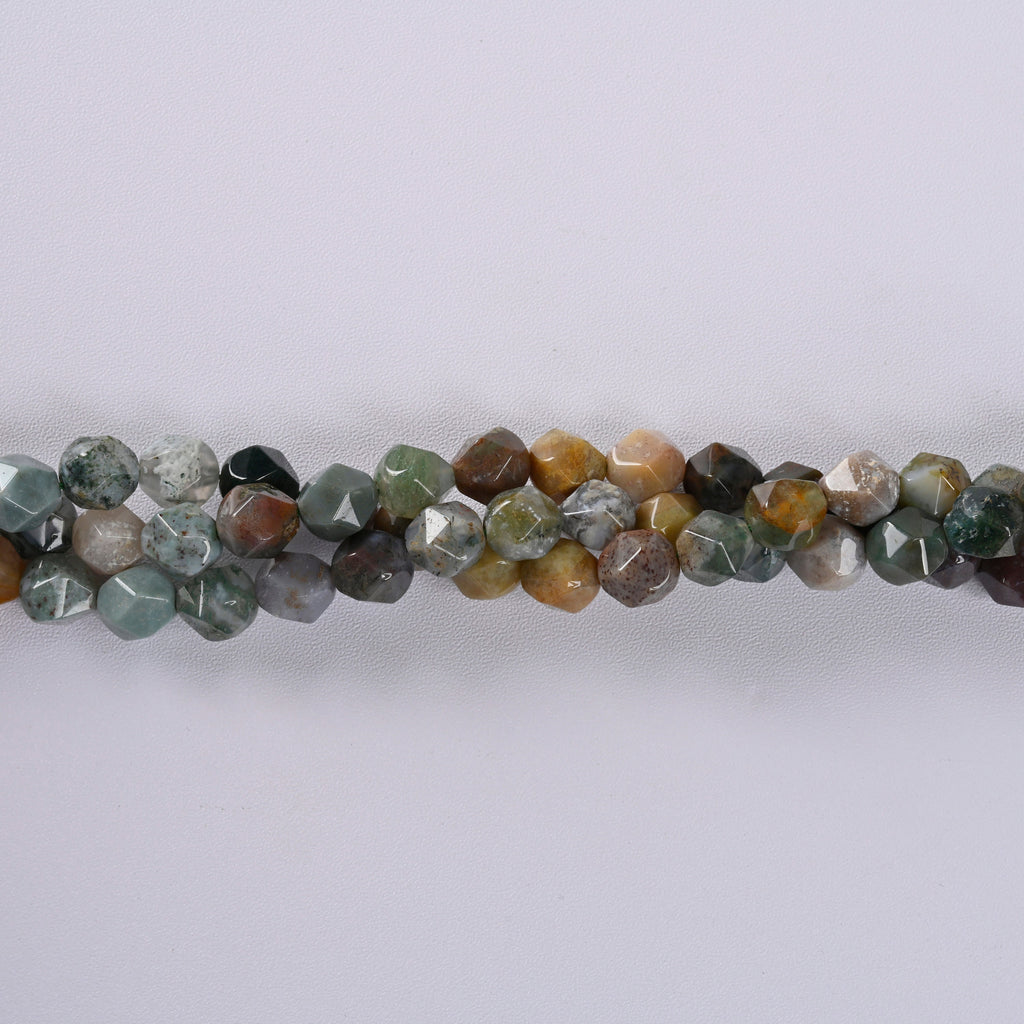 India Agate / Indian Agate Star Cut Faceted Loose Beads 8mm - 15" Strand
