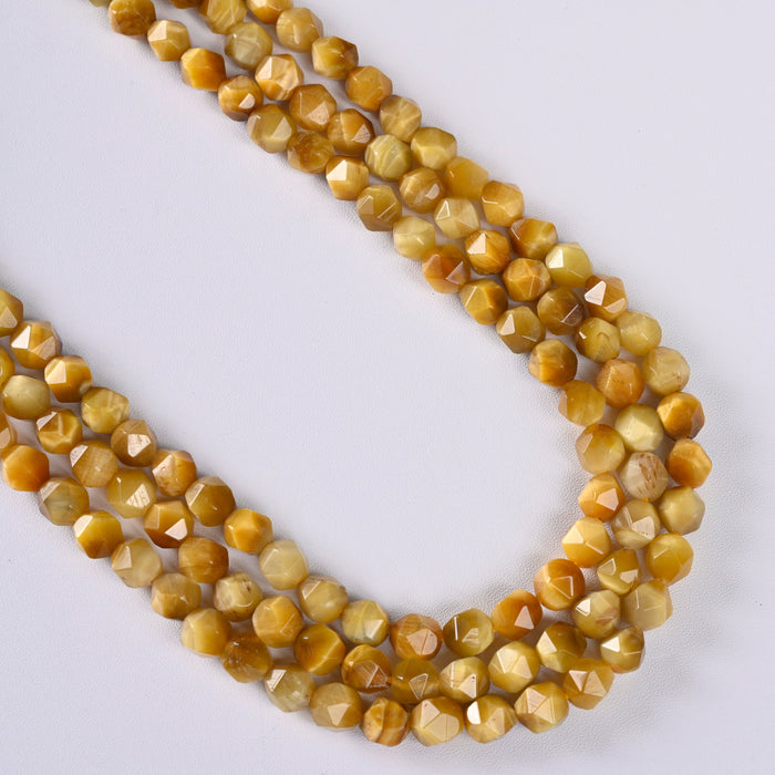 Gold Tiger's Eye / Golden Tiger's Eye Star Cut Faceted Loose Beads 8mm - 15" Strand