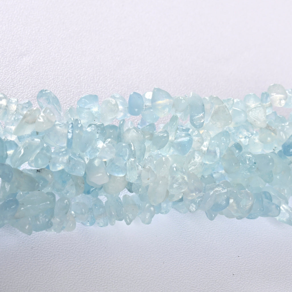Aquamarine Crushed Stone Smooth Loose Gravel Chips Beads 2-3mm - 33" Strand