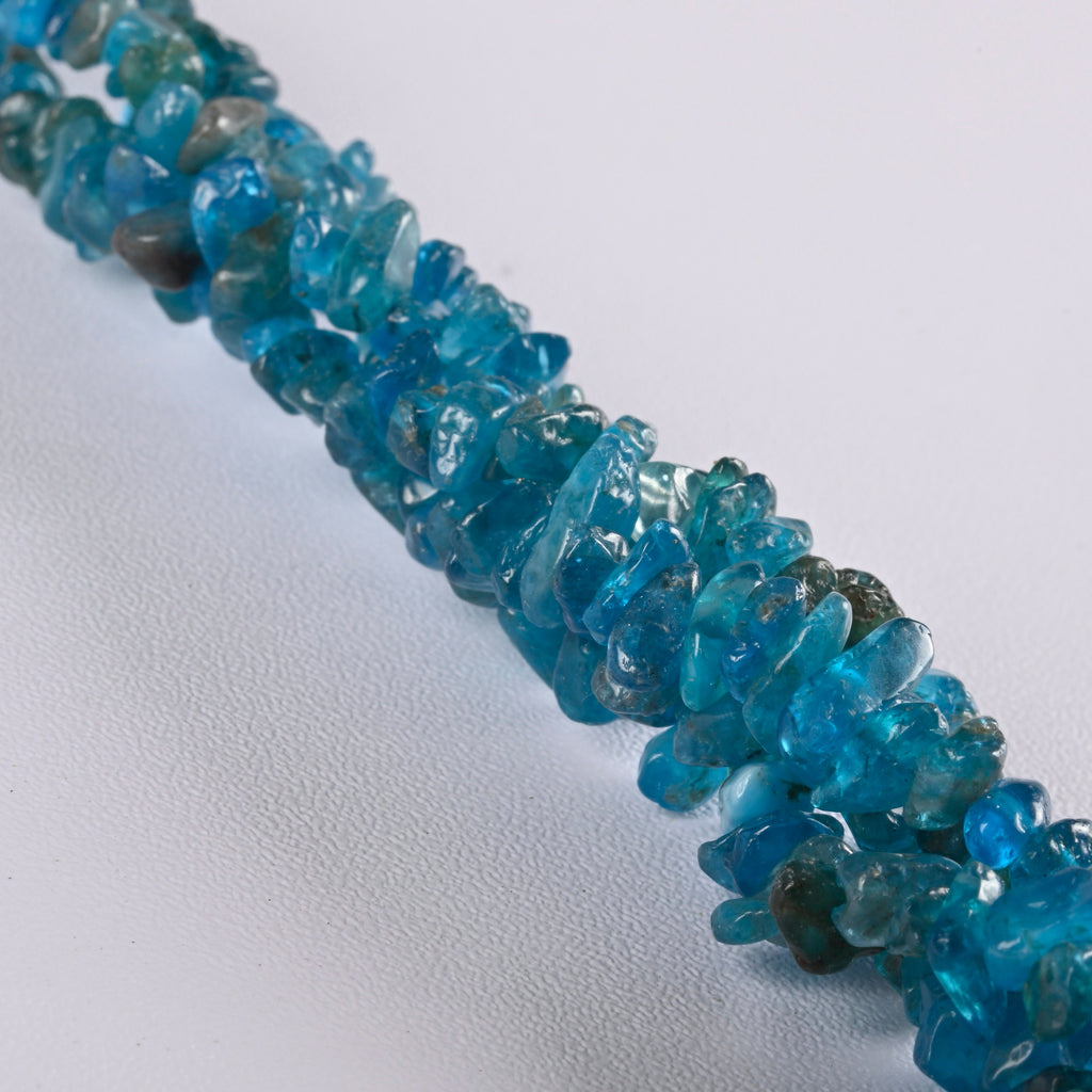 Dark Blue Apatite Crushed Stone Smooth Loose Gravel Chips Beads 2-3mm - 33" Strand