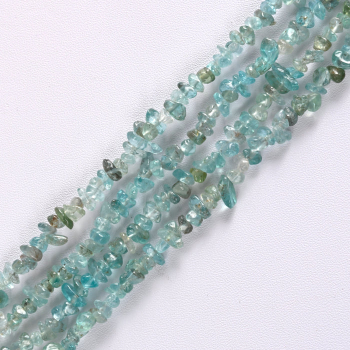 Neon Blue Apatite Crushed Stone Smooth Loose Gravel Chips Beads 2-3mm - 33" Strand