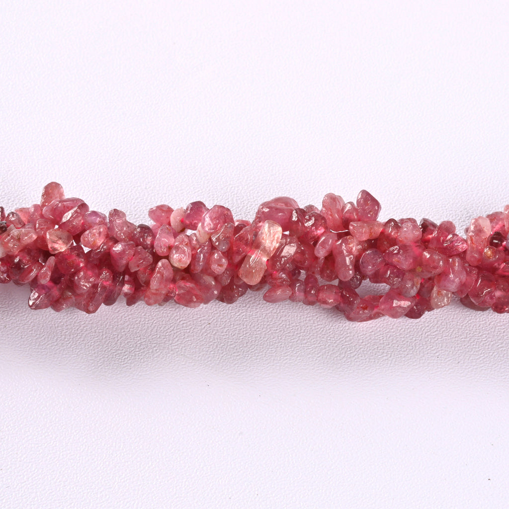 Pink Rubellite Tourmaline Crushed Stone Smooth Loose Gravel Chips Beads 2-3mm - 16" Strand