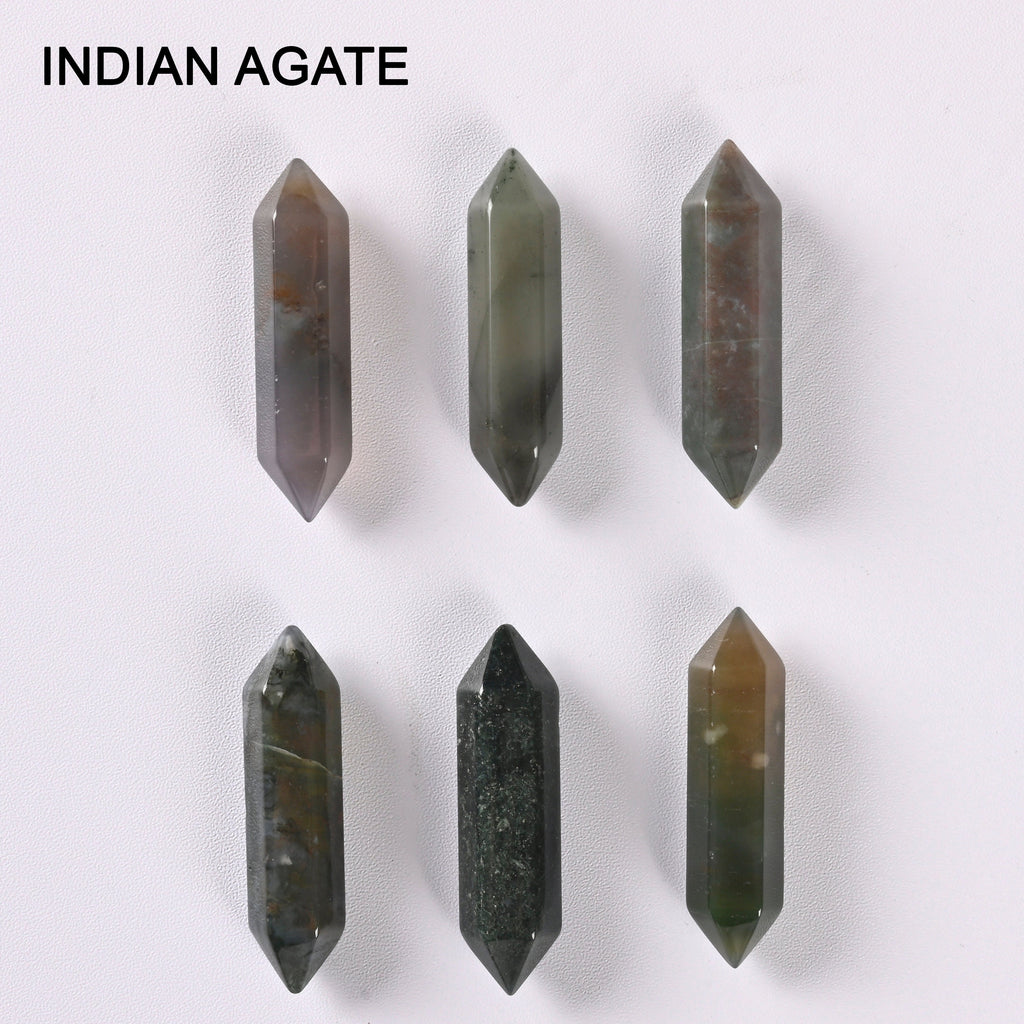 Healing Crystal Point Pendant 42mm Rhodonite, India Agate, Clear, Sakura, Tiger Eye, Amethyst, Moss Agate, Unakite, Crazy Agate, Rose Quartz