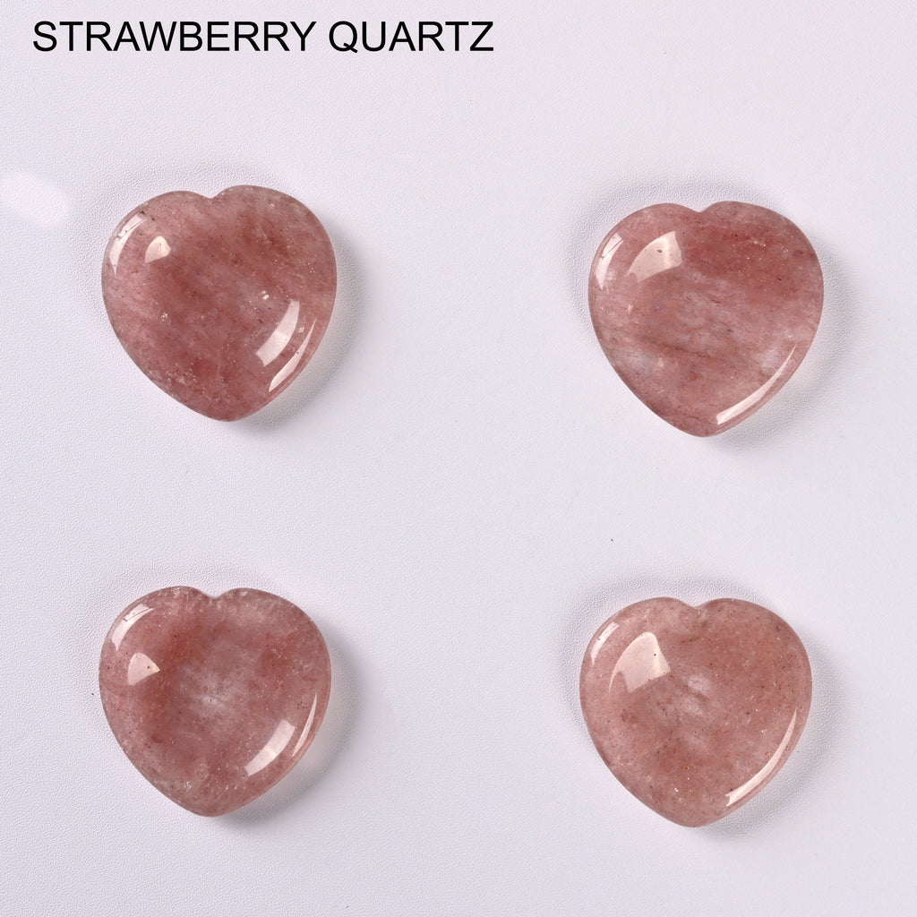 Heart Shaped Worry Stone Gemstone Carved Healing Crystal Palm Stone, Yellow Tiger Eye, Strawberry Quartz, Fluorite, Lepidolite, Sodalite