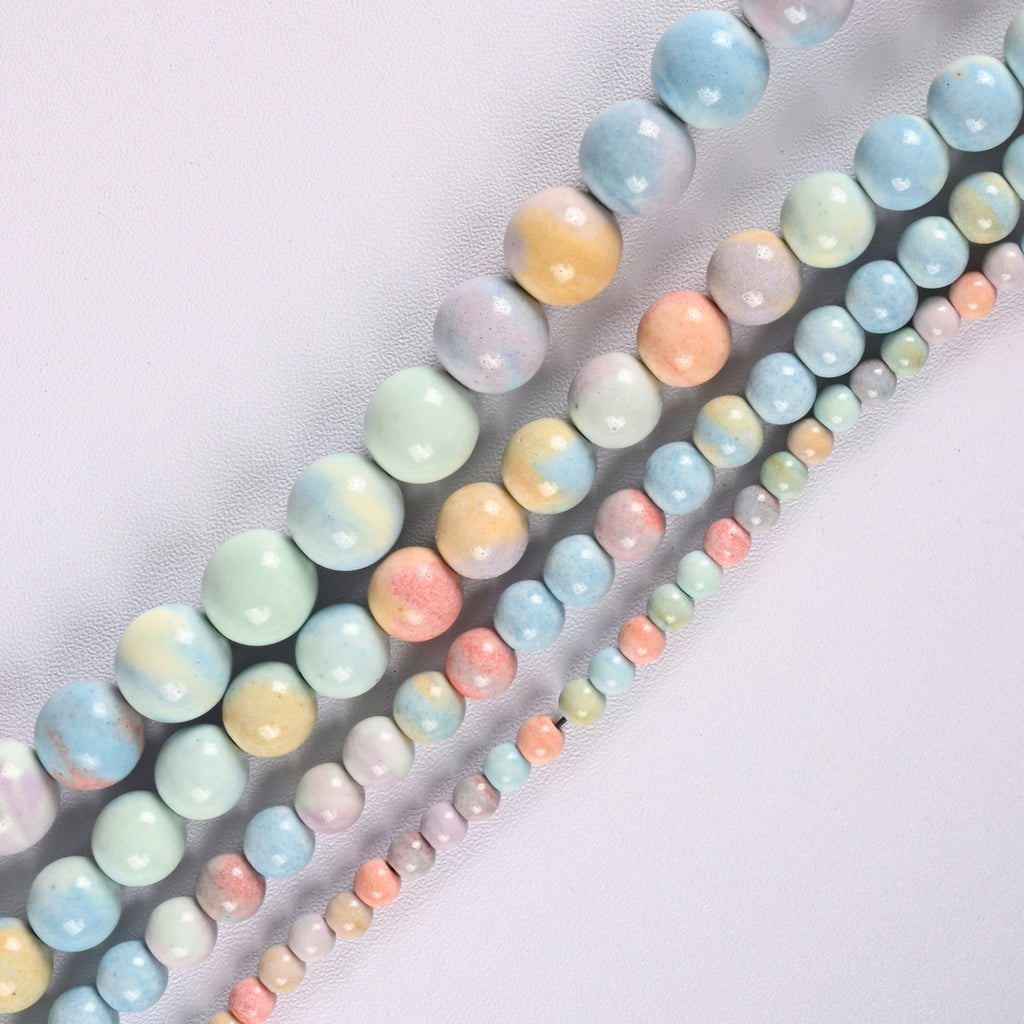 Alxa Rainbow Onyx Agate Smooth Round Loose Beads 4mm-10mm - 15" Strand