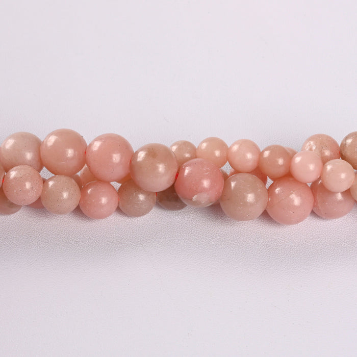 Chinese Pink Opal Smooth Round Loose Beads 6mm-10mm - 15" Strand