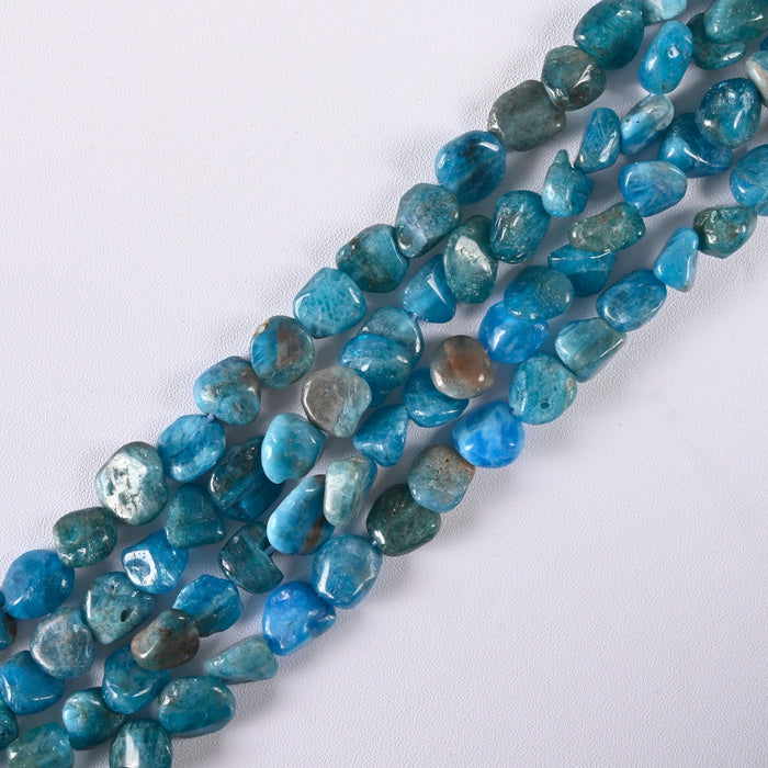 Apatite Smooth Pebble Nugget Loose Beads 8-10mm - 15" Strand