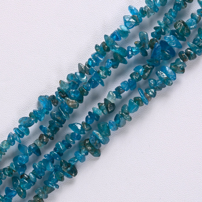 Dark Blue Apatite Crushed Stone Smooth Loose Gravel Chips Beads 2-3mm - 33" Strand