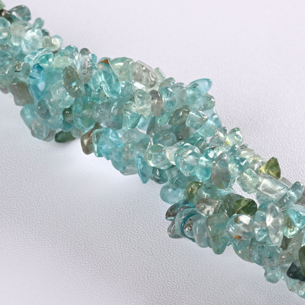 Neon Blue Apatite Crushed Stone Smooth Loose Gravel Chips Beads 2-3mm - 33" Strand