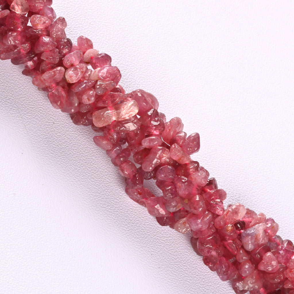 Pink Rubellite Tourmaline Crushed Stone Smooth Loose Gravel Chips Beads 2-3mm - 16" Strand