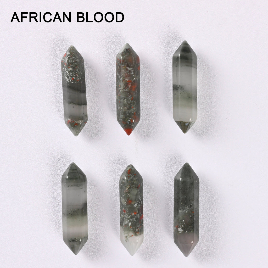 Healing Crystal Point Pendant 42mm African Blood, Green Avent., Howlite, Gray Agate, Lapis, Carnelian, Amethyst, Dragon Blood, Cherry Quartz