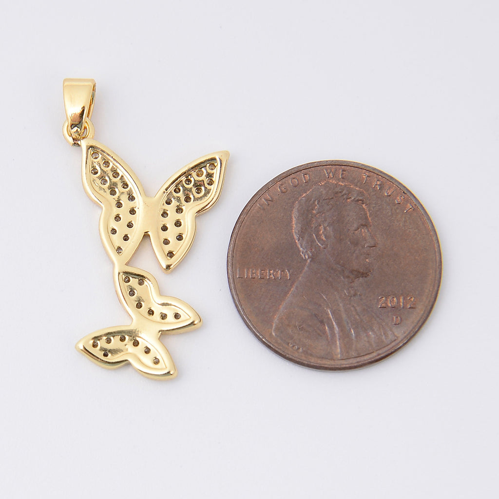 21.7mm Gold Butterflies Rhinestones, Butterfly Charm, Bracelet Pendants, Bracelet Charms, Jewelry Making DIY Bracelet Necklace Supplies