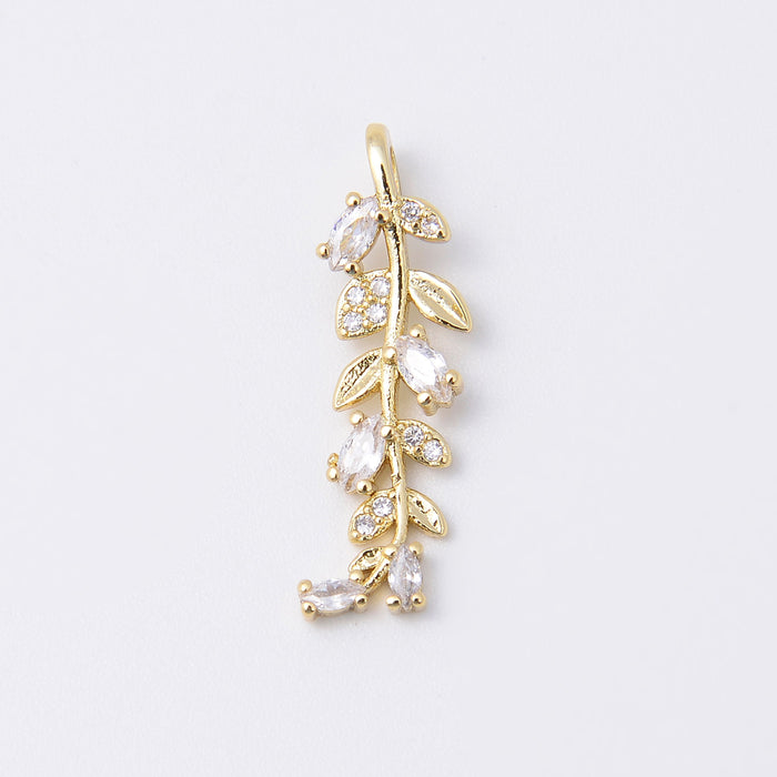 25mm Gold Flower Leaf Vine Rhinestones, Vine Leaf Charm, Bracelet Pendants, Bracelet Charms, Jewelry Making DIY Bracelet Necklace Supplies