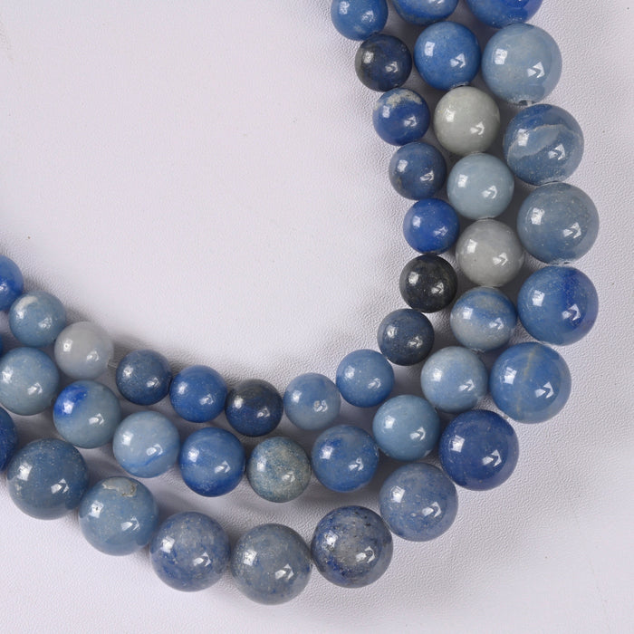 Blue Aventurine Smooth Round Loose Beads 4mm-12mm - 15" Strand
