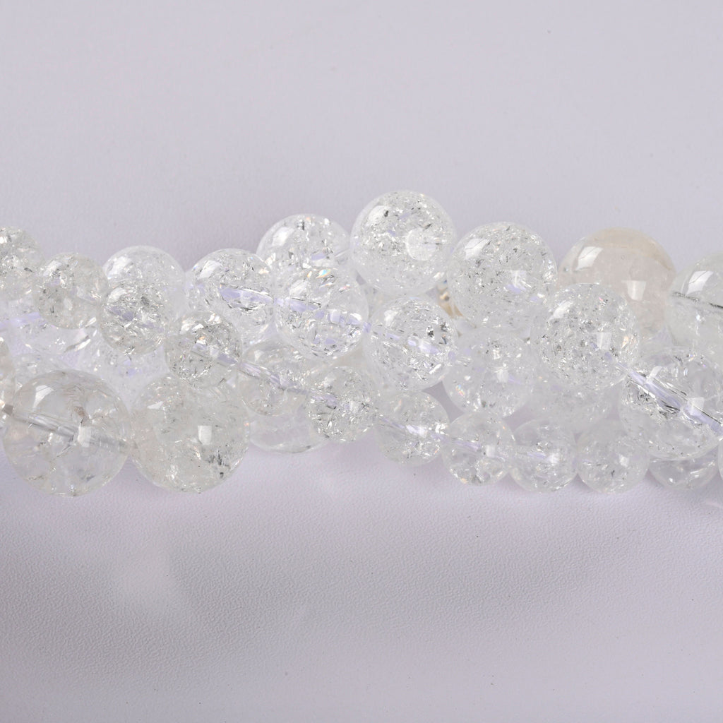Cracked Clear Quartz / Cracked Crystal Clear Transparent Smooth Round Loose Beads 4mm-14mm - 15" Strand