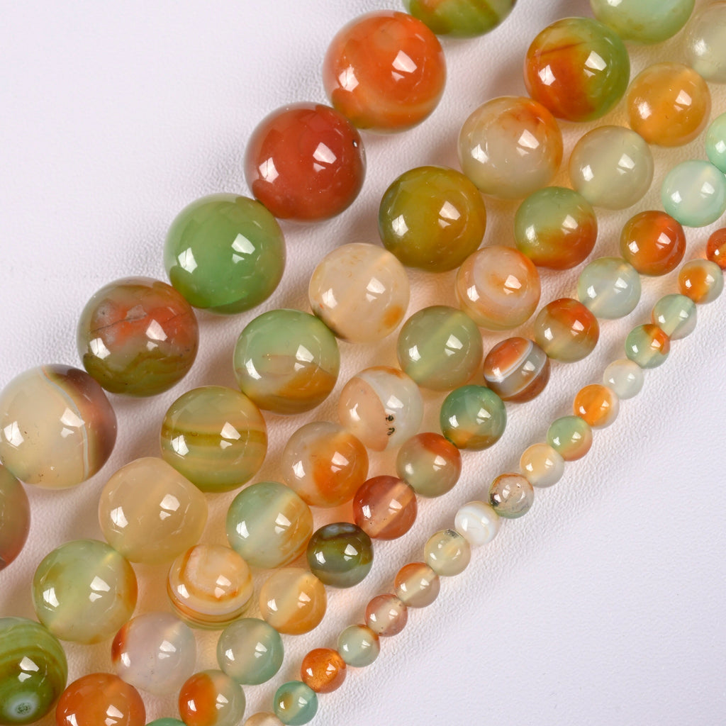 Peacock Agate Smooth Round Loose Beads 4mm-12mm - 15" Strand