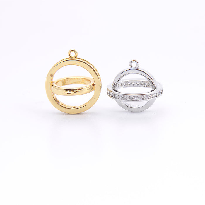 Gyroscope Ring Charm Crystal Rhinestones, Ring Charm, Bracelet Pendants, Bracelet Charms, Jewelry Making DIY Bracelet Necklace Supplies