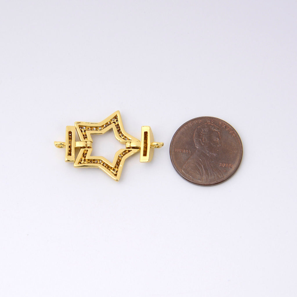28mm Gold Star Charm Crystal Rhinestones, Star Connector, Bracelet Connector Charms, Jewelry Making DIY Bracelet Necklace Supplies