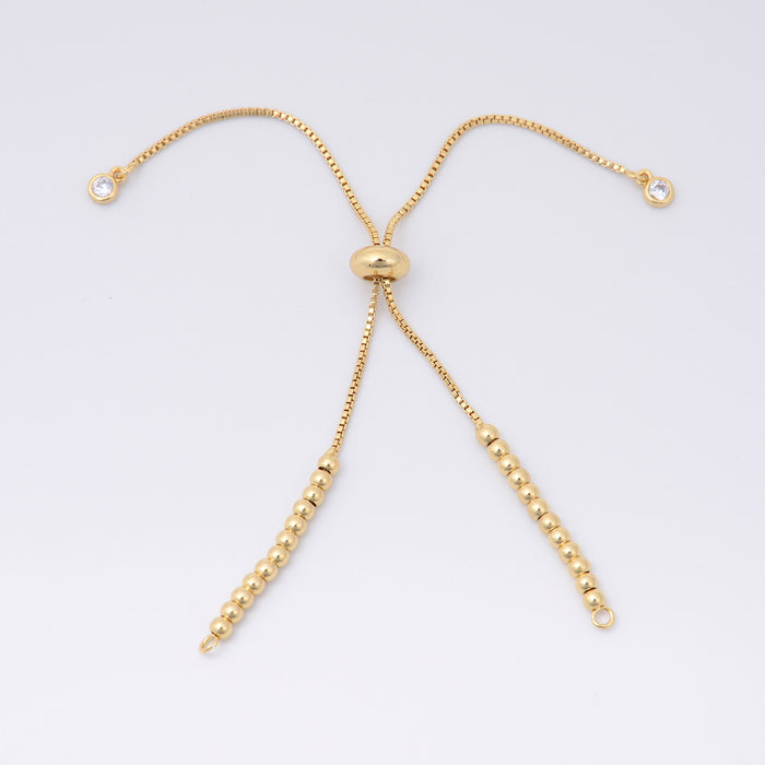 4.5" Gold Box Chain Bracelet Beads Adjustable Rubber Stopper, Tennis Bracelet, Bolo Bracelet, Jewelry Making DIY Bracelet Necklace Supplies