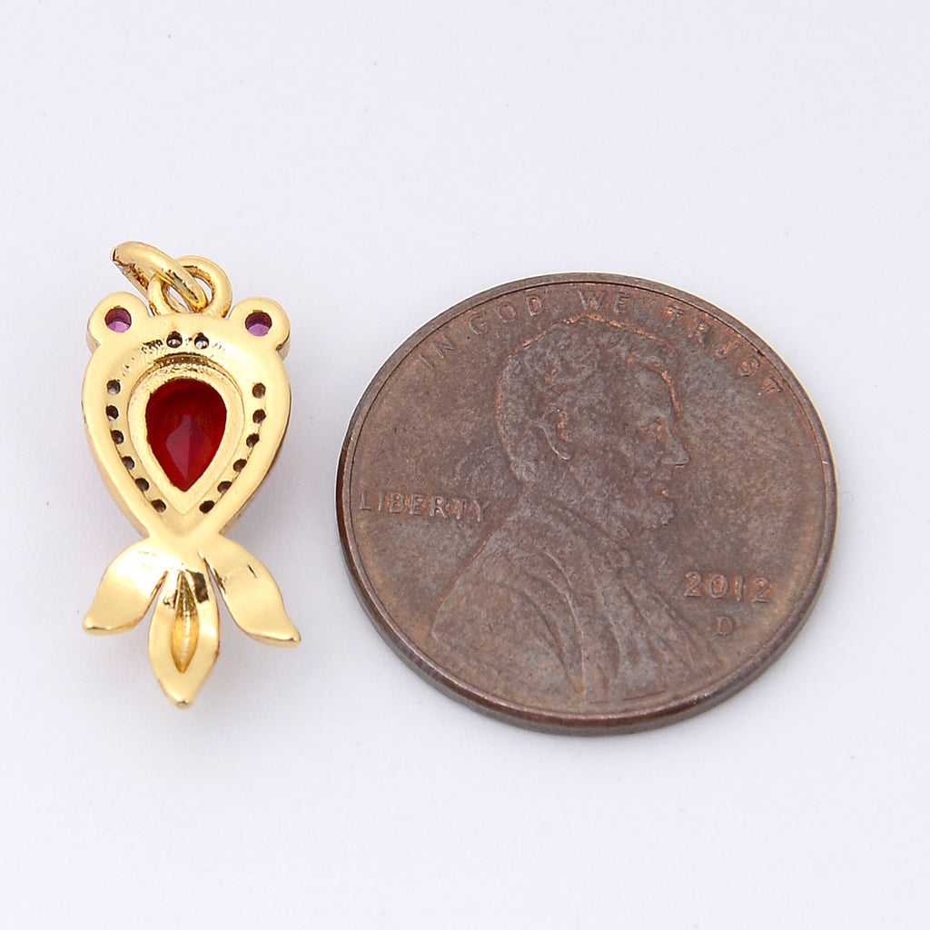 18.7mm Gold Red Pear Shaped Crystal, Tear Drop Charm, Bracelet Pendants, Bracelet Charms, Jewelry Making DIY Bracelet Necklace Supplies