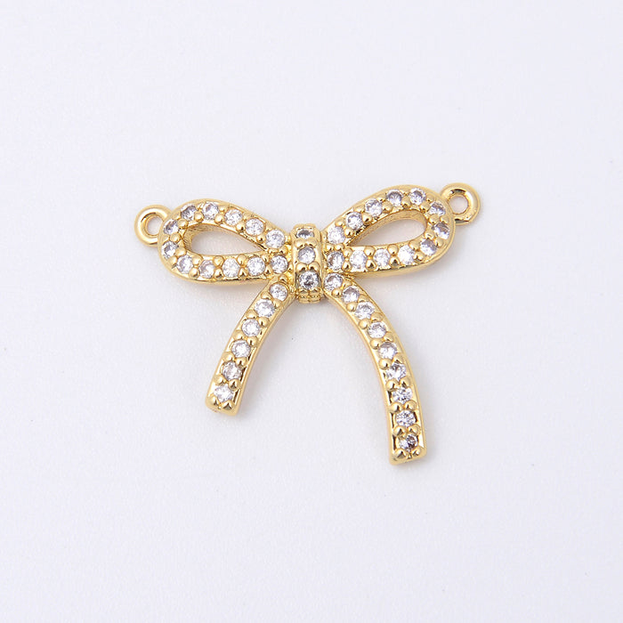 20.7mm Gold Bow Tie Knot Charm Rhinestone, Bow Tie Connector, Bracelet Connector Charms, Jewelry Making DIY Bracelet Necklace Supplies