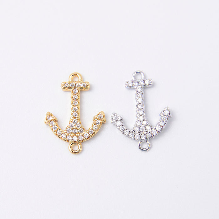 17.9mm Sea Anchor Charm Rhinestone, Anchor Charm, Bracelet Pendants, Bracelet Charms, Jewelry Making DIY Bracelet Necklace Supplies