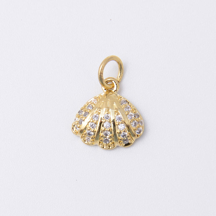 10.6mm Gold Clam Shell Crystal Rhinestones, Seashell Charm, Bracelet Pendant, Bracelet Charm, Jewelry Making DIY Bracelet Necklace Supplies