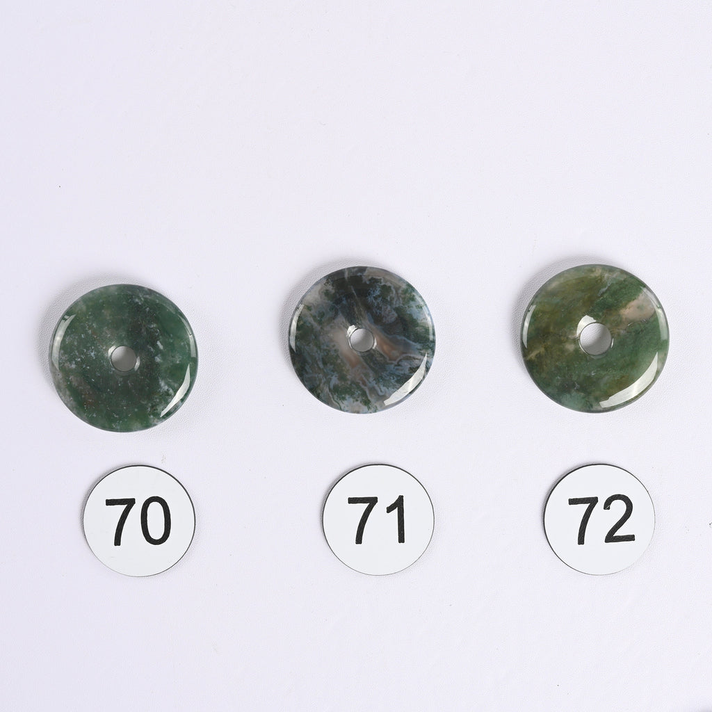 Grade AAA Moss Agate Donut Pendant Gemstone Crystal Carving Figurine 40mm, Healing Crystal - Choose Your Own Stone