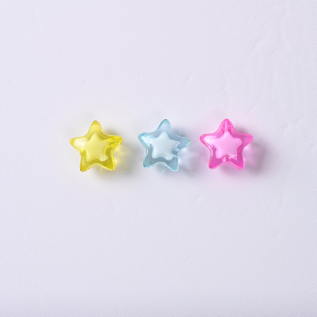 20mm Transparent Colorful Star Beads, Assorted Acrylic Star Beads, 10-30pcs
