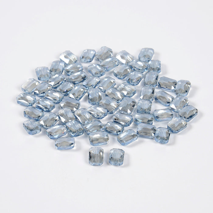12x9mm Light Blue Faceted Octagon Rectangle Glass Crystal Rhinestone Beads Strand, Jewelry Making DIY Bracelet Necklace Supplies