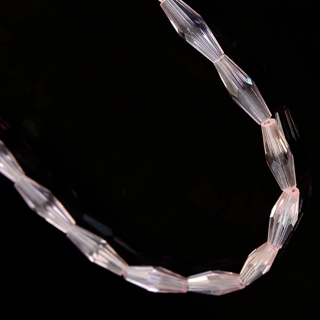 12x4mm Light Pink Transparent Faceted Bicone Glass Crystal Beads Strand, 28" Strand, Jewelry Making DIY Bracelet Necklace Supplies