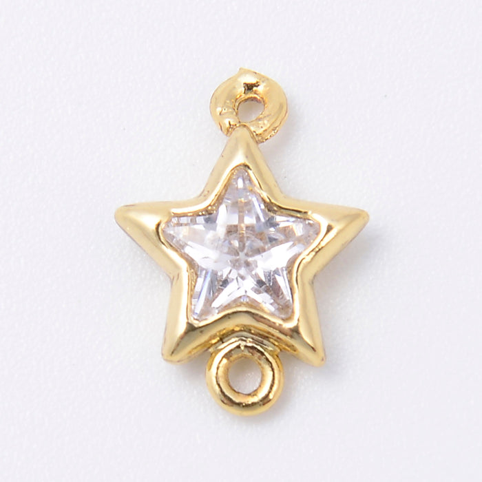 11.2mm Gold Star Charm Crystal Rhinestone, Star Connector, Bracelet Connector Charms, Jewelry Making DIY Bracelet Necklace Supplies