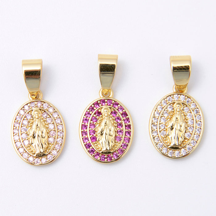 15mm Miraculous Lady Charm Rhinestone, Religious Charm, Bracelet Pendants, Bracelet Charms, Jewelry Making DIY Bracelet Necklace Supplies