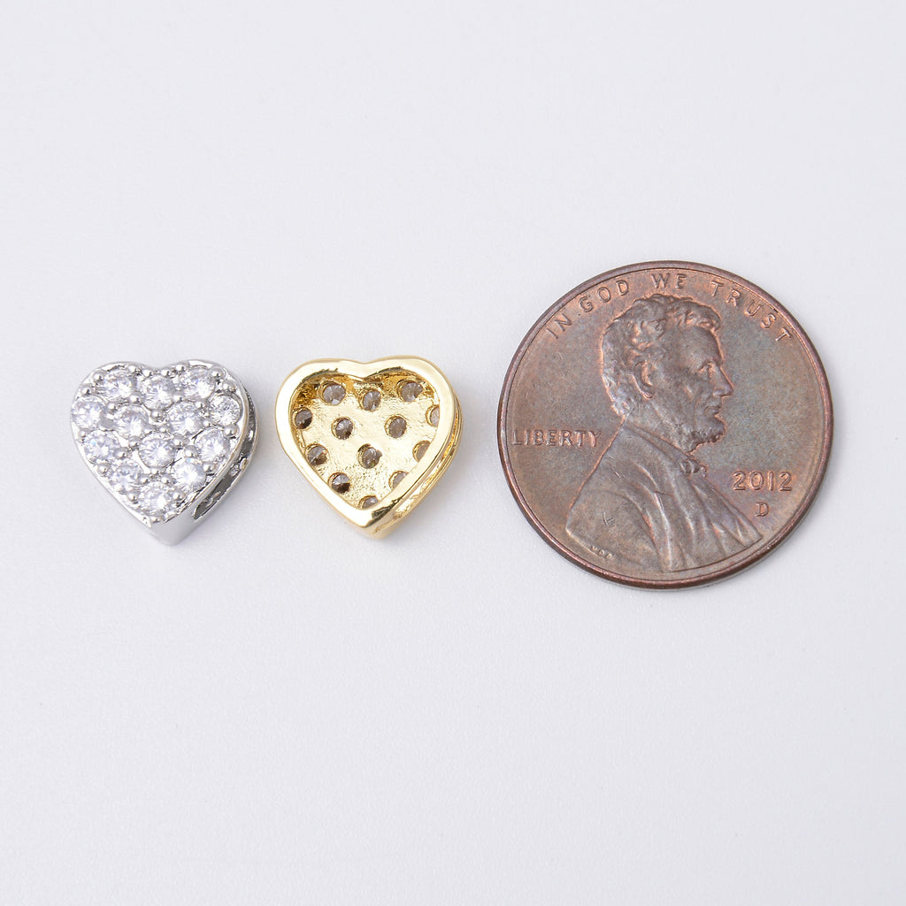 10mm Rhinestone Heart Beads, Spacer Beads, Rondelle Bead Accents, Bead Accessories Jewelry Making DIY Bracelets Necklaces